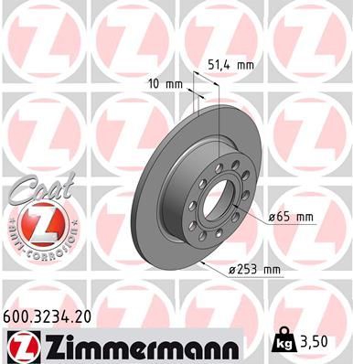 Zimmermann 600.3234.20 - Brzdový kotúč -