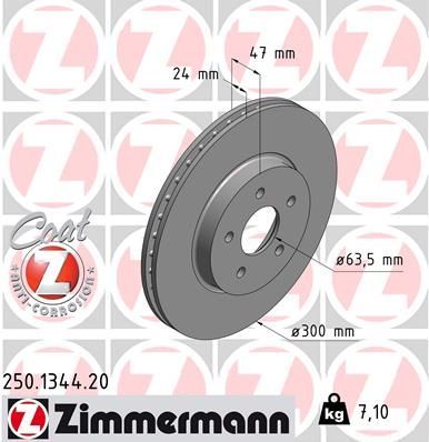 Zimmermann 250.1344.20 - Brzdový kotúč -