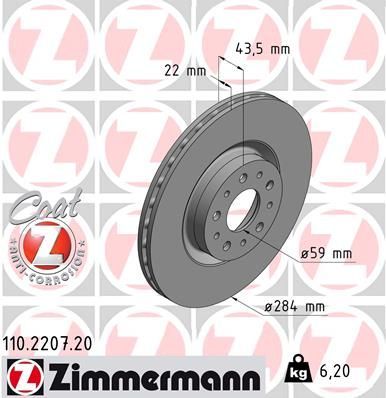 Zimmermann 110.2207.20 - Brzdový kotúč -
