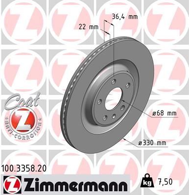 Zimmermann 100.3358.20 - Brzdový kotúč -