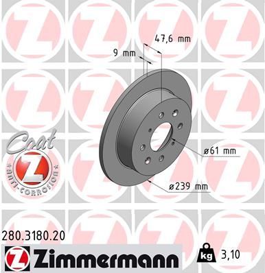 Zimmermann 280.3180.20 - Brzdový kotúč -