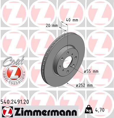 Zimmermann 540.2491.20 - Brzdový kotúč -