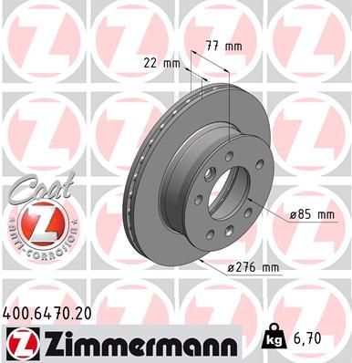 Zimmermann 400.6470.20 - Brzdový kotúč -