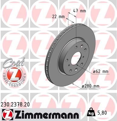 Zimmermann 230.2378.20 - Brzdový kotúč -