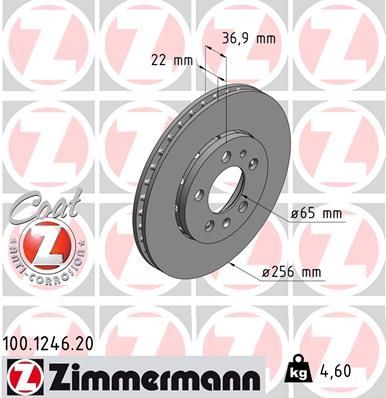 Zimmermann 100.1246.20 - Brzdový kotúč -