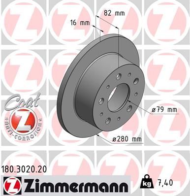 Zimmermann 180.3020.20 - Brzdový kotúč -