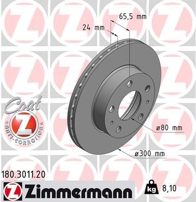 Zimmermann 180.3011.20 - Brzdový kotúč -