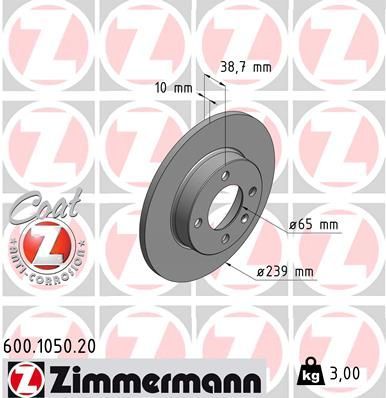 Zimmermann 600.1050.20 - Brzdový kotúč -