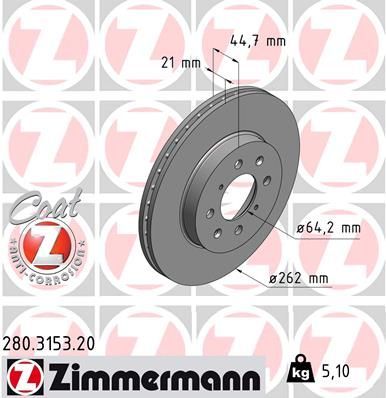Zimmermann 280.3153.20 - Brzdový kotúč -