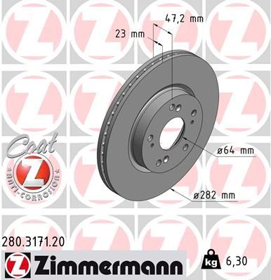 Zimmermann 280.3171.20 - Brzdový kotúč -