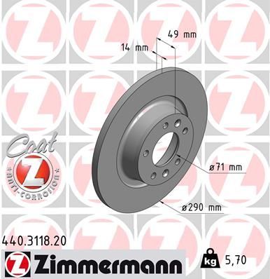 Zimmermann 440.3118.20 - Brzdový kotúč -