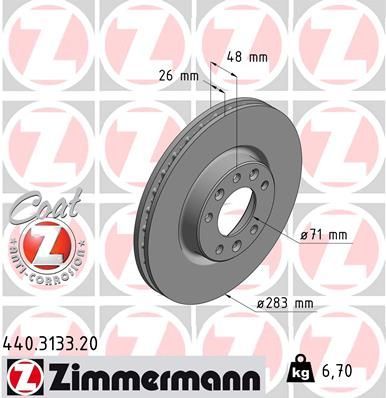 Zimmermann 440.3133.20 - Brzdový kotúč -