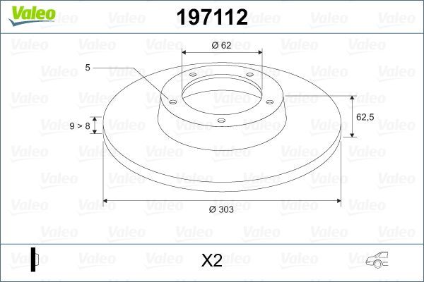 Valeo 197112 - Brzdový kotúč -