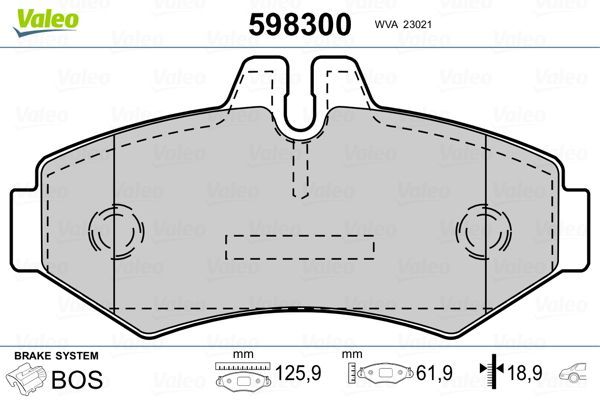 Valeo 598300 - Brzdové platničky -