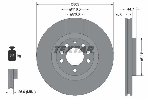 Textar 92155403 - Brzdový kotúč -