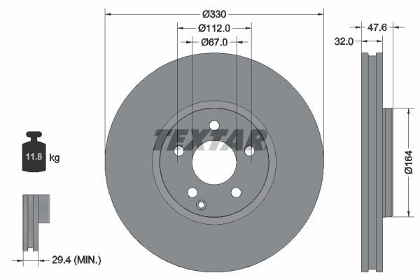 Textar 92198805 - Brzdový kotúč -