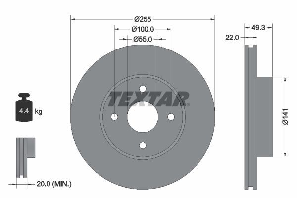 Textar 92226300 - Brzdový kotúč -