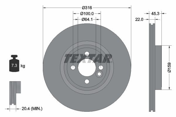 Textar 92255003 - Brzdový kotúč -