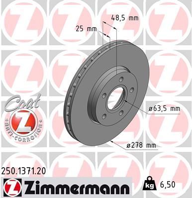 Zimmermann 250.1371.20 - Brzdový kotúč -