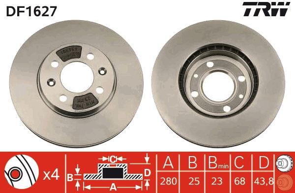 TRW DF1627 - Brzdový kotúč -