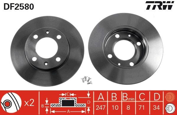 TRW DF2580 - Brzdový kotúč -