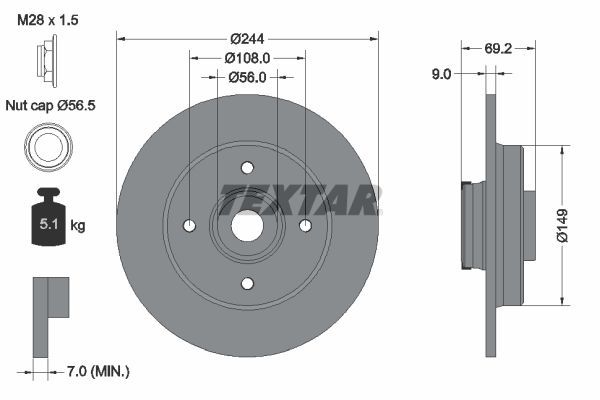 Textar 92305403 - Brzdový kotúč -