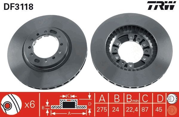 TRW DF3118 - Brzdový kotúč -