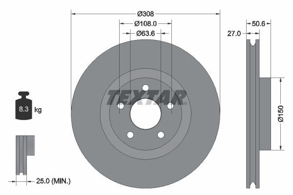 Textar 92306703 - Brzdový kotúč -