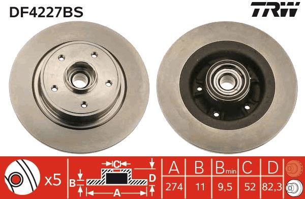 TRW DF4227BS - Brzdový kotúč -