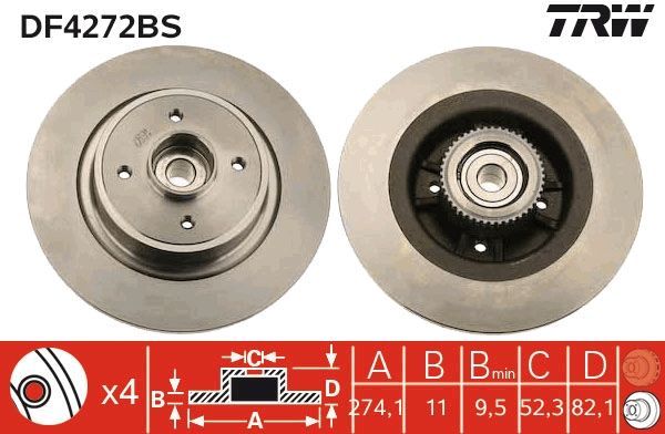 TRW DF4272BS - Brzdový kotúč -