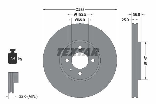 Textar 92302303 - Brzdový kotúč -