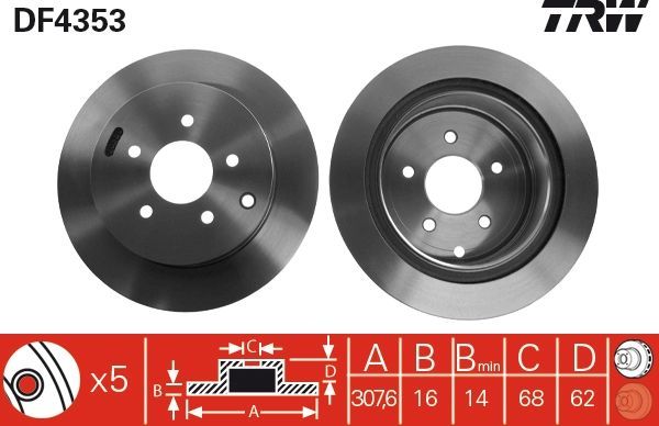 TRW DF4353 - Brzdový kotúč -