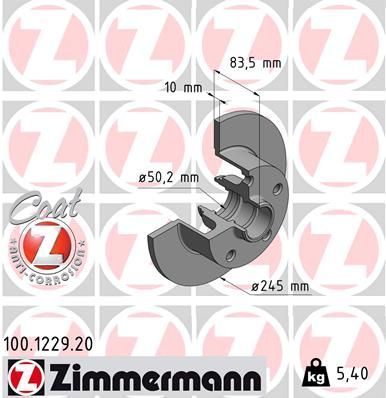 Zimmermann 100.1229.20 - Brzdový kotúč -