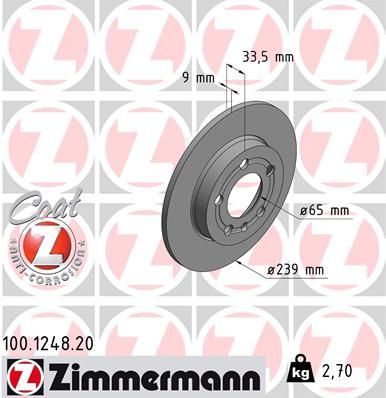 Zimmermann 100.1248.20 - Brzdový kotúč -