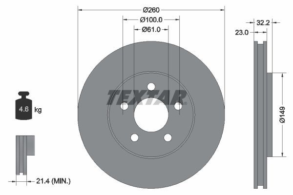 Textar 92271603 - Brzdový kotúč -