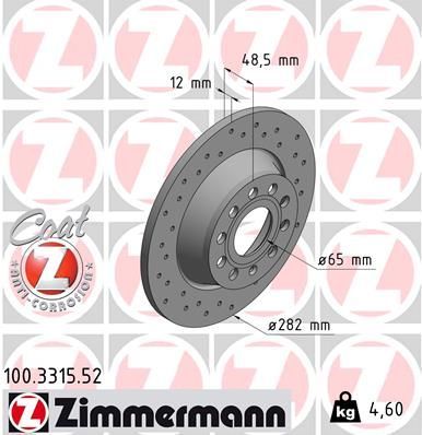 Zimmermann 100.3315.52 - Brzdový kotúč -