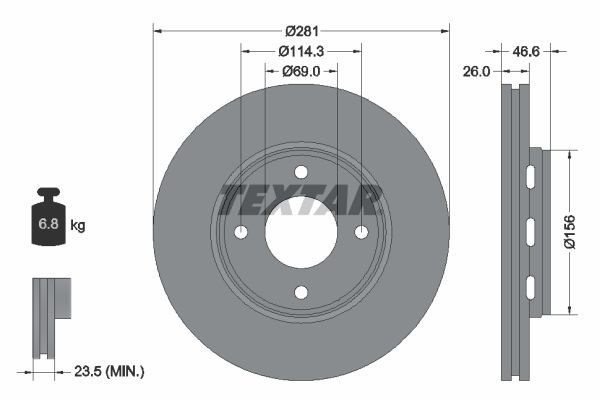 Textar 92204400 - Brzdový kotúč -