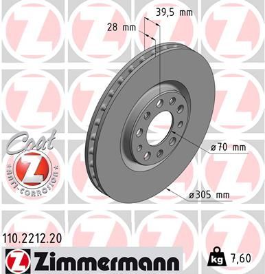 Zimmermann 110.2212.20 - Brzdový kotúč -