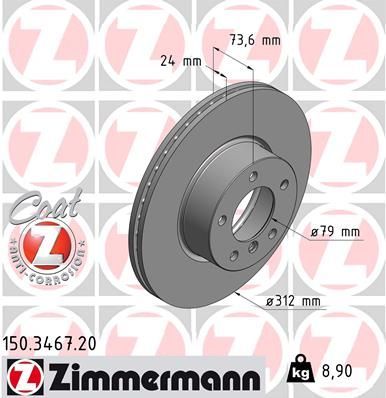 Zimmermann 150.3467.20 - Brzdový kotúč -