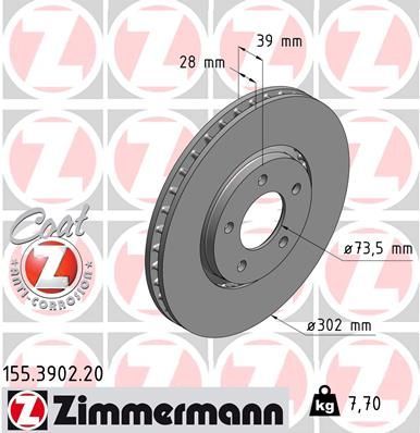 Zimmermann 155.3902.20 - Brzdový kotúč -