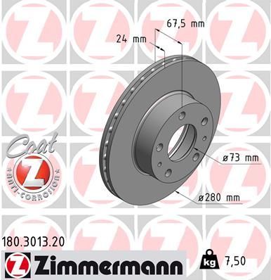 Zimmermann 180.3013.20 - Brzdový kotúč -