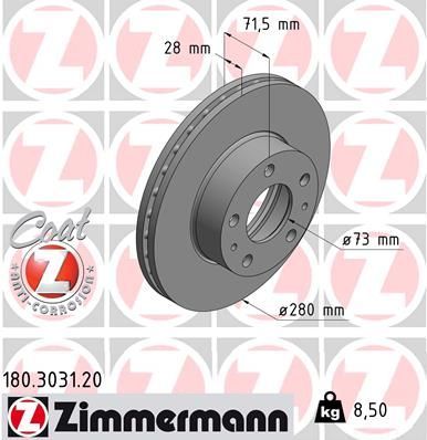 Zimmermann 180.3031.20 - Brzdový kotúč -