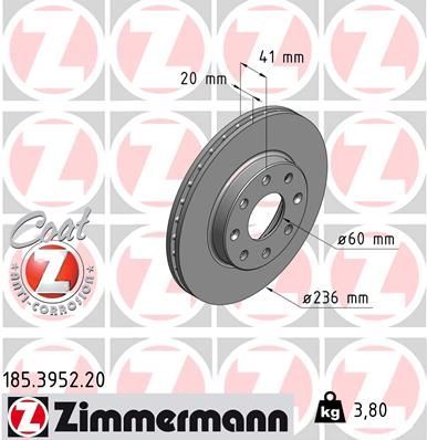 Zimmermann 185.3952.20 - Brzdový kotúč -