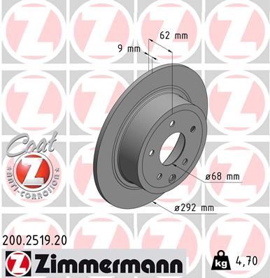 Zimmermann 200.2519.20 - Brzdový kotúč -