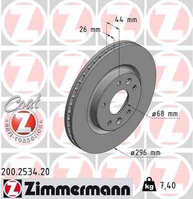 Zimmermann 200.2534.20 - Brzdový kotúč -