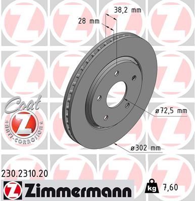 Zimmermann 230.2310.20 - Brzdový kotúč -