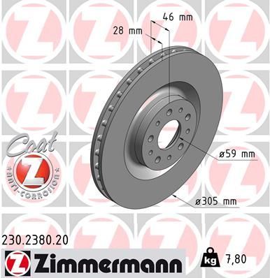 Zimmermann 230.2380.20 - Brzdový kotúč -