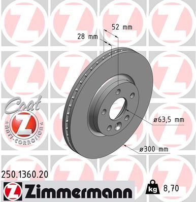 Zimmermann 250.1360.20 - Brzdový kotúč -