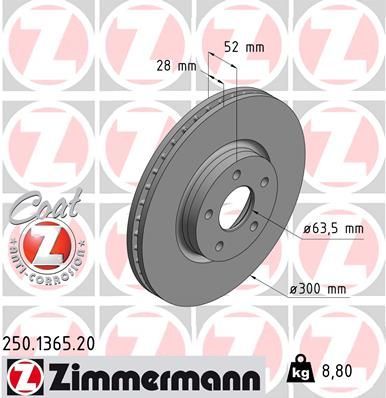 Zimmermann 250.1365.20 - Brzdový kotúč -