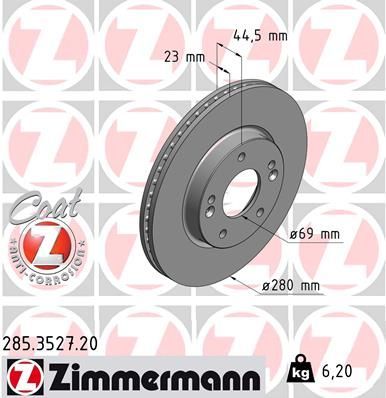 Zimmermann 285.3527.20 - Brzdový kotúč -